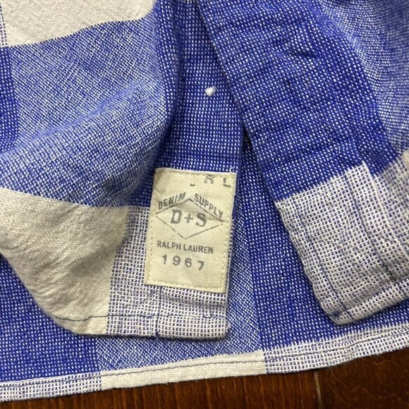 Denim & Supply Ralph Lauren Vtg Checkered Button Down Blue Cream Shirt Women's S - Picture 8 of 10